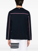 Thom Browne Oversized Long Sleeve Tee W/ Rwb Knit Trim In Medium Weight Jersey