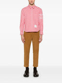 Thom Browne Rc Round Hem Zip Up Shirt W/ T Bar Puller In 4 Bar Gingham Check Flannel