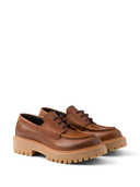 Prada 45mm Lace Up Leather Loafers