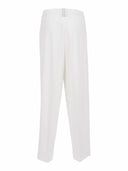 Fabiana Filippi Pantalone Ampio Con Nervatura In Jersey Punto Milano Color Bianco
