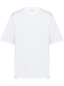 Prada Raised Logo Round Neck T Shirt