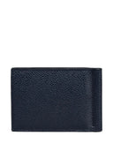 Thom Browne Money Clip Wallet W/ Side 4 Bar Stripes In Pebble Grain Leather