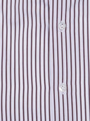 Mazzarelli Camicie Camicia In Cotone A Righe Marrone E Bianca Slim Fit