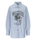 Camicia Ganni Flowers azzurra