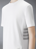 Thom Browne Short Sleeve Tee W/ Engineered 4 Bar Stripe In Classic Pique