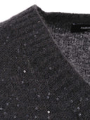 Fabiana Filippi Maglia Scollo V In Filato Paillettes Color Ardesia