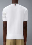 Thom Browne Garment Dyed Short Sleeve Rib Cuff Tee In Med Weight Jersey W/ Overdyed 4 Bar