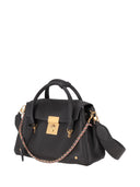 Thom Browne Soft Mrs. Thom Gepäcktasche mit Leder-Schultergurt und gewebter RWB-Kette in weicher Kieselmaserung