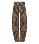 Elisabetta Franchi Brown Alligator Print Barrel Jeans