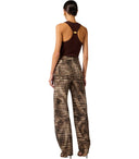 Elisabetta Franchi Brown Alligator Print Barrel Jeans