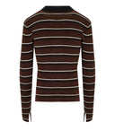 Ganni Brown Striped Polo Shirt