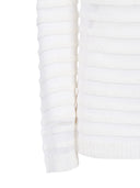 Fabiana Filippi Maglia Scollo Barca In Paillettes,Righe Filato Organzato Color Bianco