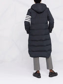 Thom Browne Down Filled Below Knee Hooded Shirtdress W/ 4 Bar In Military Ripstop