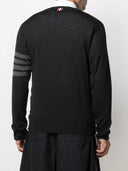 Thom Browne Classic Crewneck Pullover W/ Bar Stripe In Fine Merino Wool