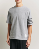 Thom Browne Short Sleeve Tee In Textured Pique W/ Eng 4 Bar