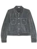 Thom Browne Backstrap Utility Jacket (23") W/ Contrast Stitching In Calf Suede