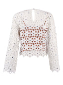 Michael Kors Faux Crochet Ls Top
