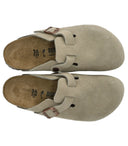 Zoccolo Birkenstock Boston in pelle scamosciata color talpa