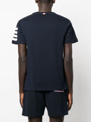Thom Browne Short Sleeve Tee W/ 4 Bar Stripe In Milano Cotton