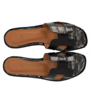 Paolo Ferrara Croco Print Dark Brown Sandal
