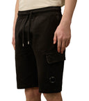 C.P. Company Cargo Light Fleece Black Bermuda Shorts