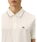 C.P. Firma Stretch Piquet Gaze weißes Poloshirt