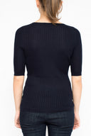 La Rose La Rose Crewneck Ribs Cashmere Blue