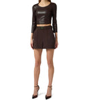 Elisabetta Franchi Brown Belted Shorts