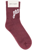 Palm Angels Curved Logo Socks Burgundy Off White