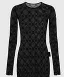 Marine Serre Moonogram Mesh Flock Ls Mini Crewneck Dress