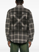 Off White Spray Arr Check Flan Padd Ove Dark Grey