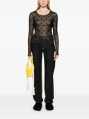 Marine Serre Moonogram Mesh Flock Ls Cropped Top