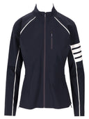 Thom Browne Compression Zip Up Jacket W/ 4 Bar In Polyamide Stretch Interlock