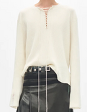 Ann Demeulemeester Fanja Cropped Laced Up Serafino Sweater Wool Cashm