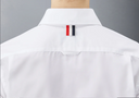 Thom Browne Thigh Length Point Collar Shirtdress W/ Rwb Grosgrain Placket In Solid Poplin
