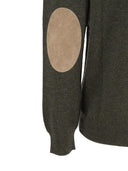 Kangra Cashmere Girocollo Basico Rasato Calato C/Toppe Alcantara