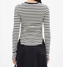 Ann Demeulemeester Oke Wrinkled Cropped Long Sleeve Top Brushed Strip