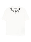 Palm Angels Neck Logo Reg T-shirt gebroken wit zwart