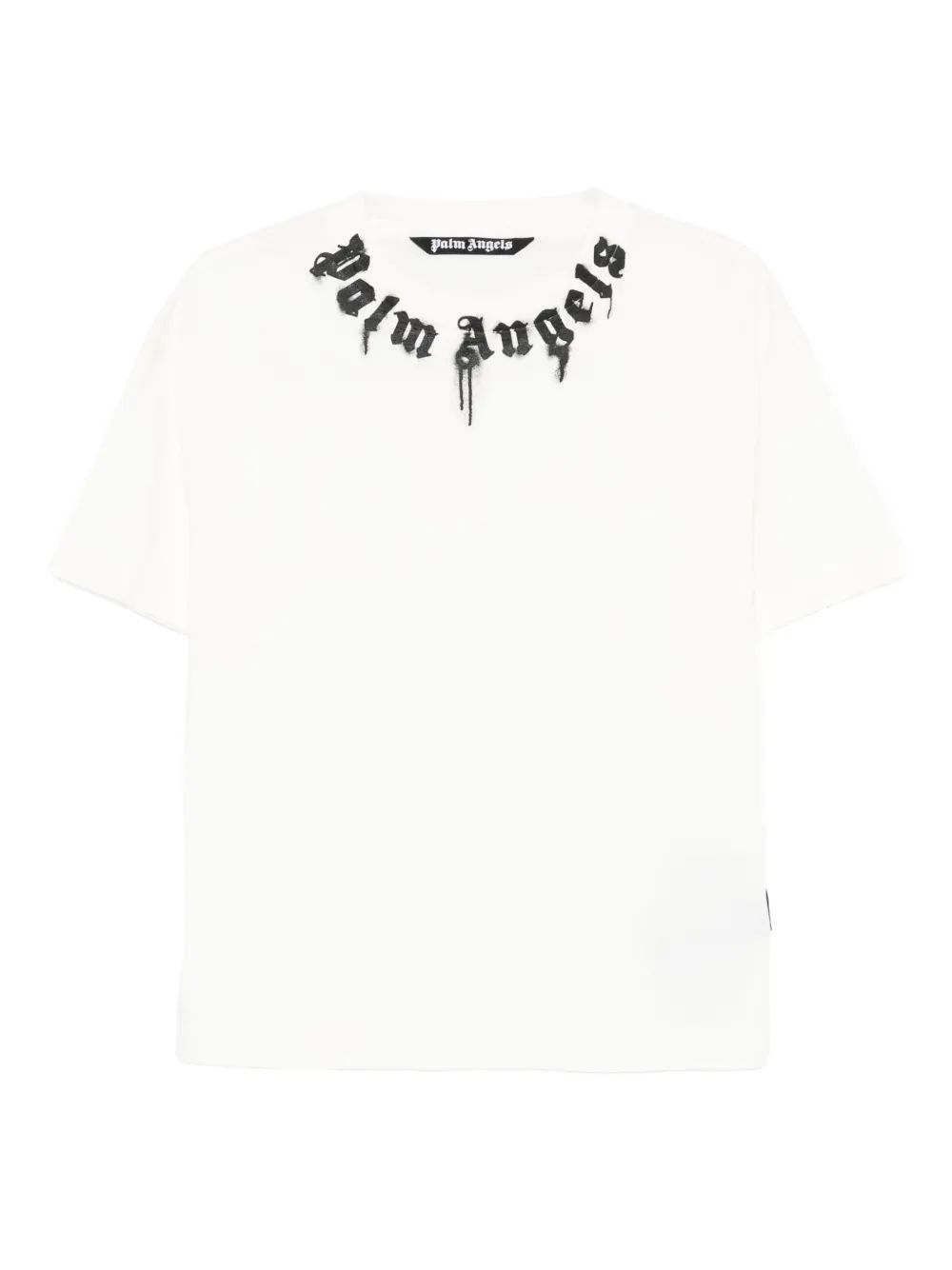 Palm Angels Neck Logo Reg T-shirt gebroken wit zwart