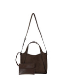 Stella Mc Cartney Logo Crossbody Tote Bag Embossed Grainy Alter Suede