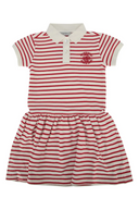 Golden Goose Golden Girl's Polo Dress Blend Striped Cotton Piquet With Embroidery