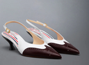 Thom Browne Point Slingback W/ 50 Mm Round Curved Heel In Shiny Baby Calf Leather W/ Soft Spazzolato