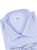 Mazzarelli Camicie Camicia In Cotone A Righe Celeste E Bianco Slim Fit
