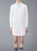 Thom Browne Thigh Length Point Collar Shirtdress W/ Rwb Grosgrain Placket In Solid Poplin