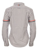 Thom Browne Classic Long Sleeve Point Collar Shirt W/Armbands In Gingham Check Poplin