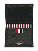 Thom Browne Double Card Holder In Pebble Grain Leather