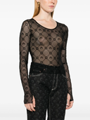 Marine Serre Moonogram Mesh Flock Ls Cropped Top