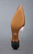 Thom Browne Point Slingback W/ 50 Mm Round Curved Heel In Shiny Baby Calf Leather W/ Soft Spazzolato