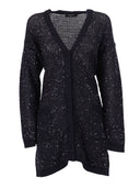 Fabiana Filippi Cardigan Oversize In Fettuccia Cotone Punto Brillante Color Blu Notte