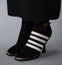 Thom Browne 4 Bar Strappy Heel Sandal W/ 90 Mm Round Curved Heel In Soft Patent Leather